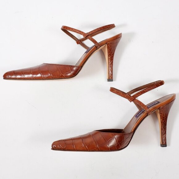 Ralph Lauren Purple Label Collection shoes 7 B crocodile alligator ankle strap - Picture 4 of 8